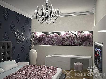 Серо-фиолетовая спальня
