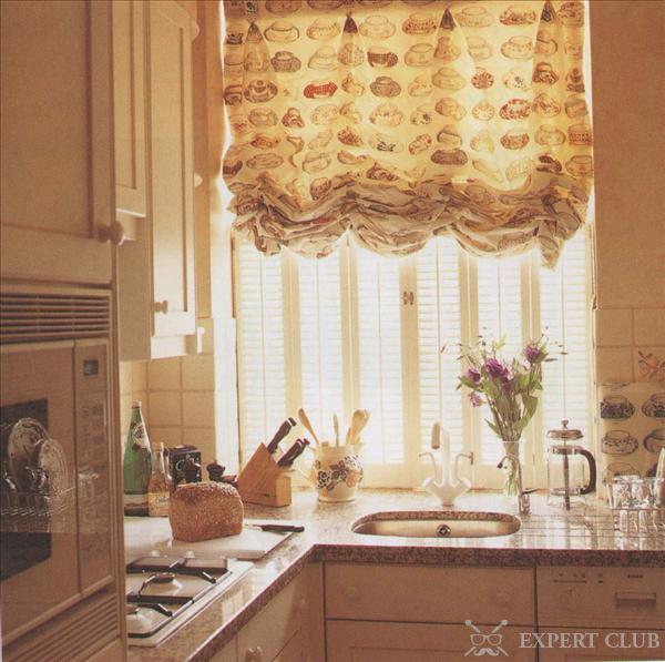 Австрийские шторы также могут использоваться в качестве кухонных