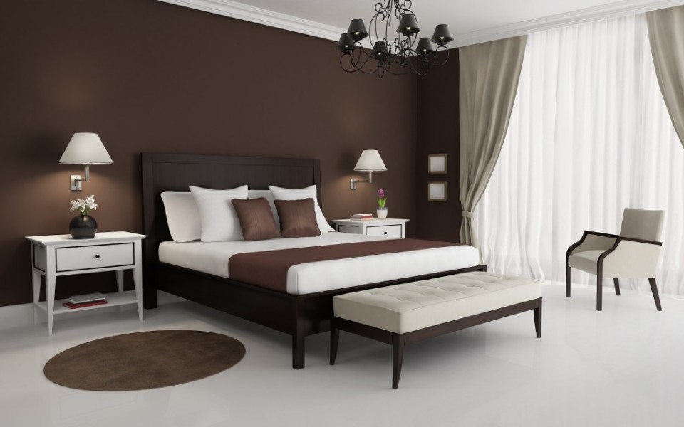 Дизайн спальни в коричневых тонах
