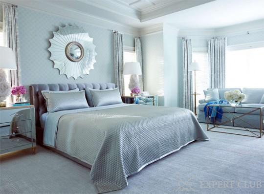 Голубая спальня – небесный цвет в оформлении комнаты