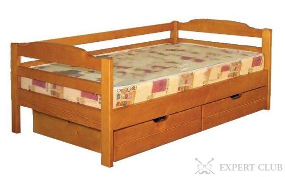 Кровать из массива сосны с ящиками