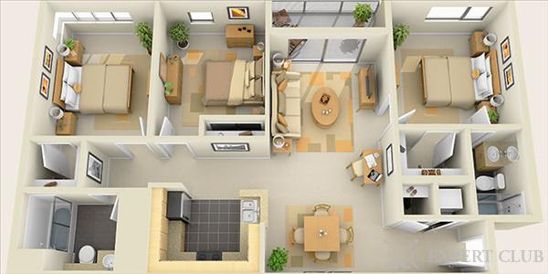 Проект одноэтажного дома с тремя спальнями